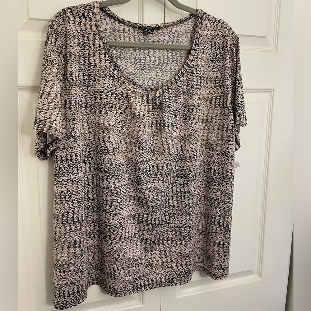 Notations Women Brown Black Short Sleeve Top Size 3X